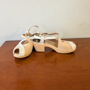 RARE Swedish Hasbeens Toffel Two-toned Pink and White Criss-cross Straps 39